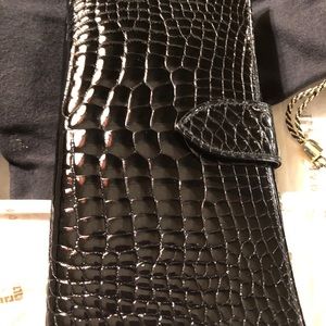 Authentic Lana Marks Ital. Black Alligator Wallet